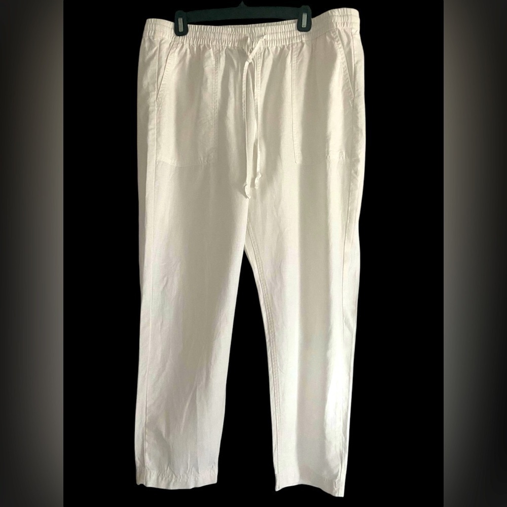 J. Crew Women’s White Linen Blend Drawstring Pants Size XL